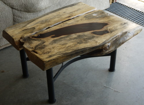 Table café bois exotique tamarin et métal – Exotic wood Tamarin and metal coffee table