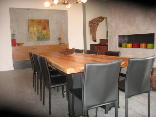 Table diner bois exotique organique  suar metal – Live edge exotic suar wood and metal dining table